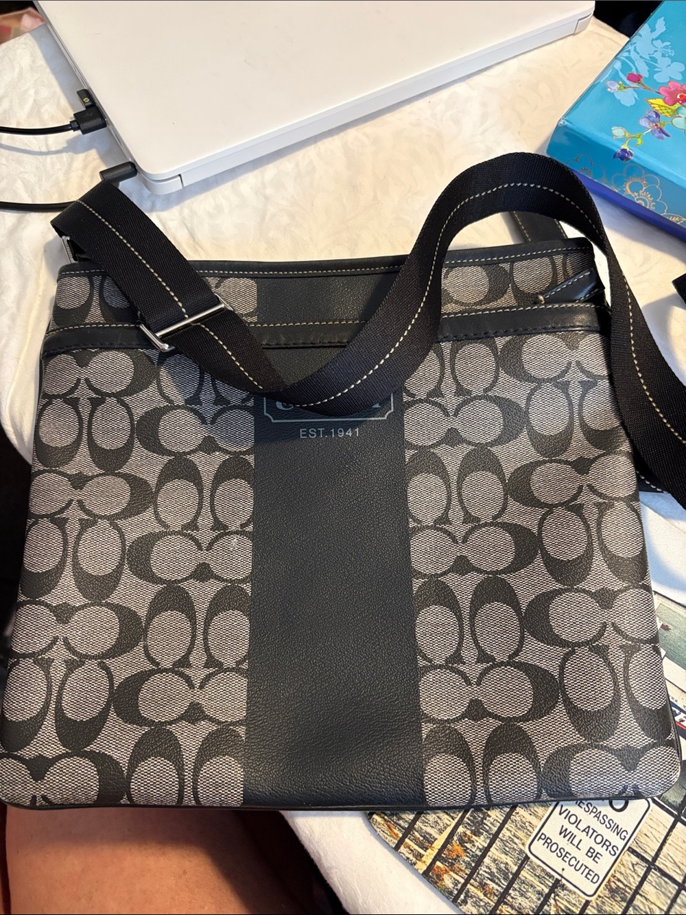 Coach Gray/Black Signature Crossbody Bag